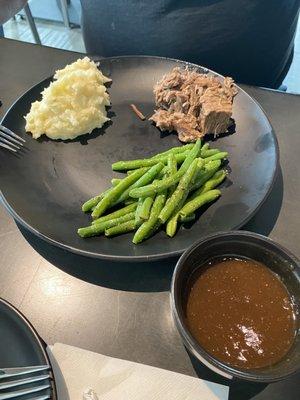 Coca Cola brisket with garlic potatoes and seared parmesan green beans! So so good!!