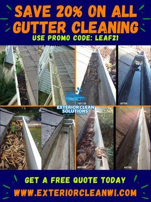 Are Your Gutters Full? Book Your Fall Gutter Cleaning Today www.exteriorcleanwi.com