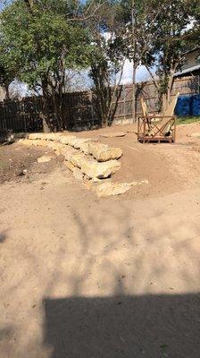 Retaining wall with dirt work