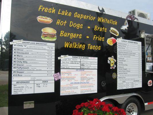 Menu on the side of food truck