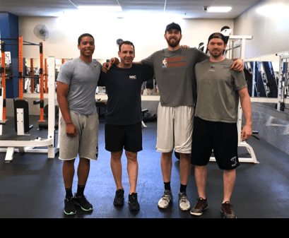 Sports Trainer Keith Alpert with current professional athletes all training currently at NAC .