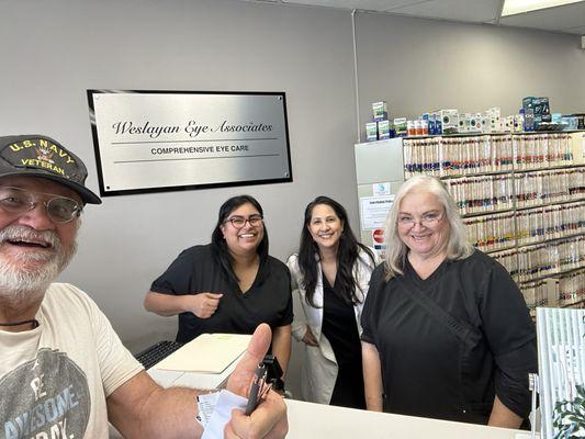 Interior: Dr. Nancy Stephens & staff after successful resolution of my eye problem