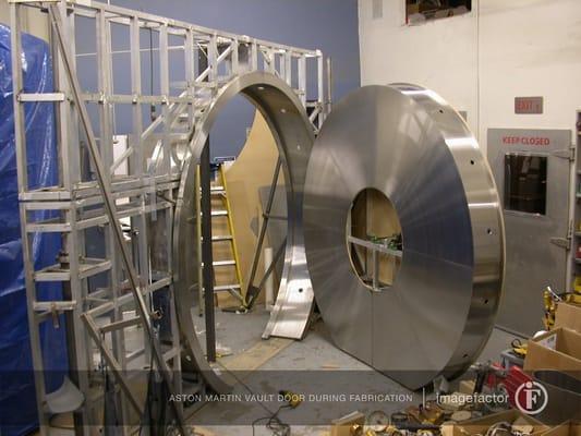 The vault door for Galpin Aston Martin during fabrication