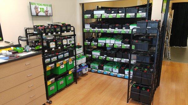 Our large selection of Auto, RV/Boat, Golf Cart, and Heavy Duty batteries.