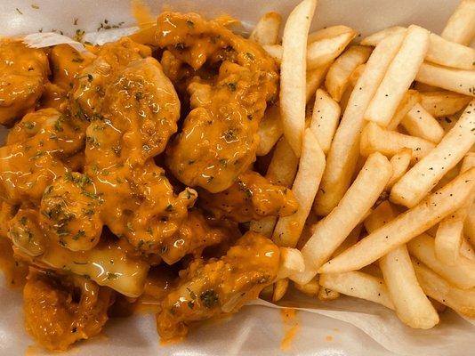 Buffalo chicken gizzards with fries platter