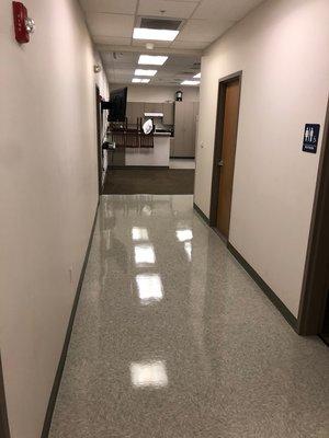 Shiny floor and clean carpets make happy customers.