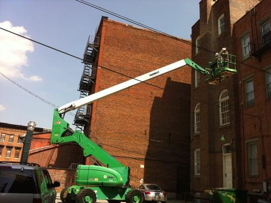 Re-pointing brick chimneys in Mount Vernon.