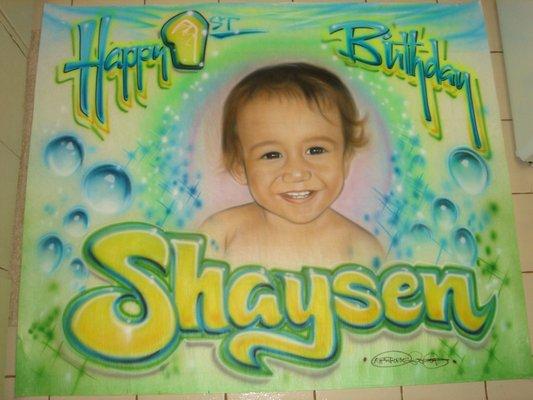 1st Birthday Portrait Banner 5x6 (large)