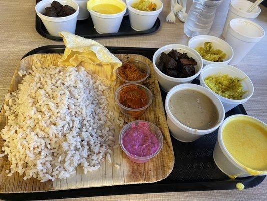 The non-veg thali meal.  (Fish curry is missing from this pic)