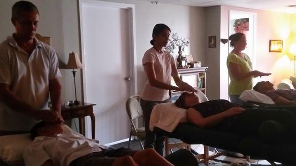 Practicing Usui Reiki in the afternoon of class.