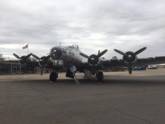 10/27/17. Friday afternoon. World War II era B-17 Bomber Aluminum Overcast, out of Oshkosh, Wisconsin on display here through this weekend.