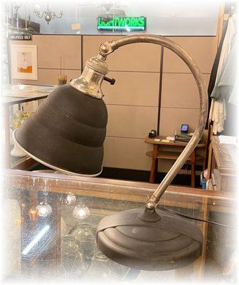 c. 1935 signed General Electric desk lamp with pivoting arm and head - original finish - 2 available - can be used as wall sconces