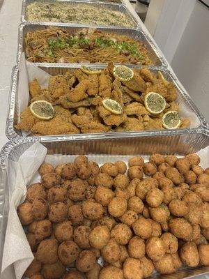 Hush puppies and deep fried catfish