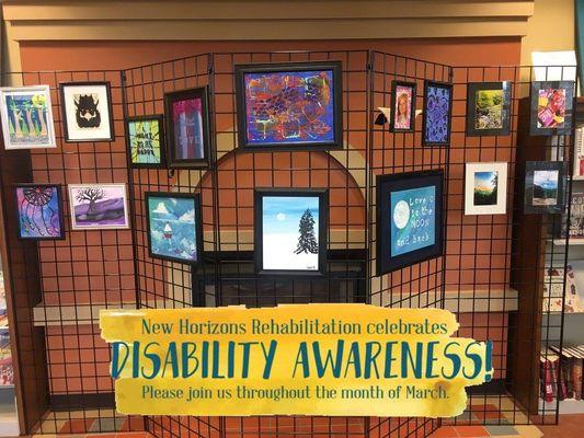 Traveling art exhibit of artwork created by clients from New Horizons Rehabilitation