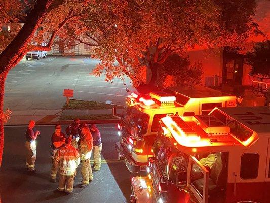 Fullerton and Brea fire trucks