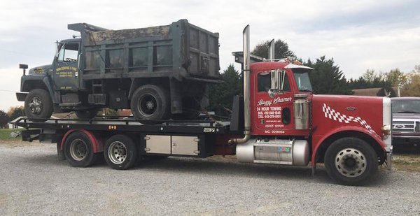 Hauling a heavy dump truck