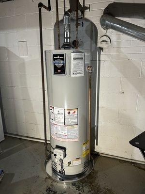 Replacement water heater with a water heater pan that adds extra security for a little cost