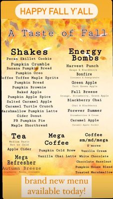 Fall Flavors Available!!