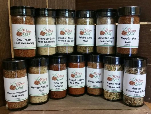 Herbs and spices. Over 60 different blends available in jars or bulk.