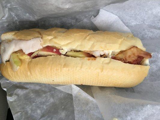 build your own: turkey, bacon, brie, apples, honey mustard.