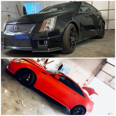 Cadillac CTS V Satin Red Full Vinyl Wrap