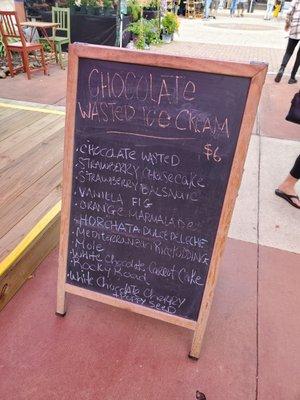 Chocolate Wasted ice cream menu