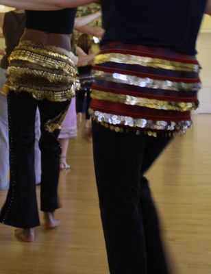 Bellydance students in Doylestown, Bucks County PA with Lurainya Koerber, of MoonGypsy Dance Studio.