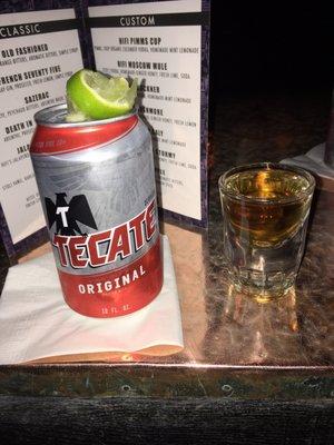 $7 shot and tecate.