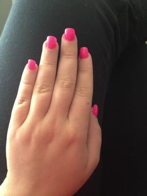 Hot pink color club acrylic nails