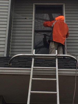 Pressure washing on a cold day!