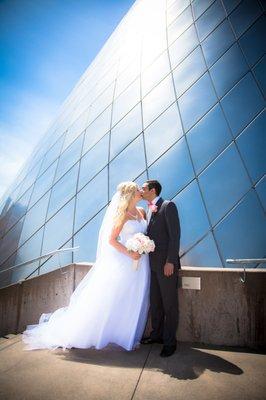 Tacoma Museum of Glass wedding portrait