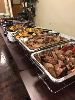 Lamb, chicken, cabbage rolls, Israeli salad for Seder