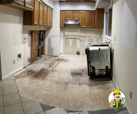 Demo work on kitchen remodel