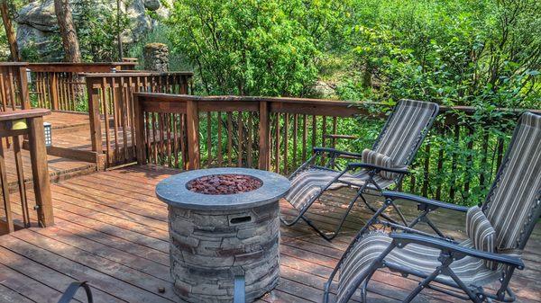 Enchanted room private deck and fire pit