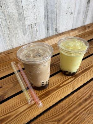 Thai frozen coffee, pineapple boba