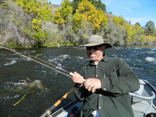 Jack showing me how to fight a Chinook on the hook!