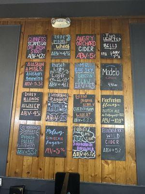 Craft draft beer menu