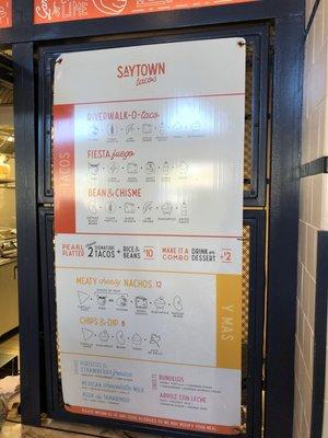 SayTown Tacos menu