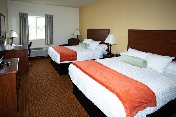 The Double Queen & Accessible Double Queen guest rooms feature 2 queen beds. All rooms are non-smoking.