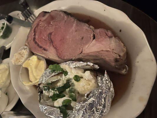 Prime Rib with baked potato