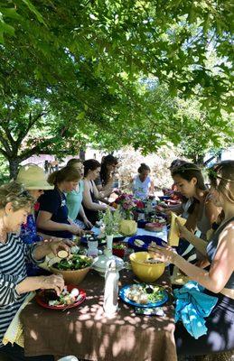 The first lunch included hard boiled eggs from the chickens that live at Goat Boat Farm.