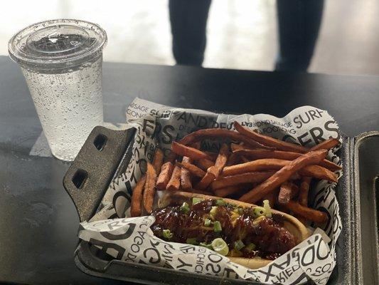 Memphis dog, sweet potato fries, sprite