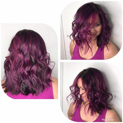 Ombre#purple#haircut#waves