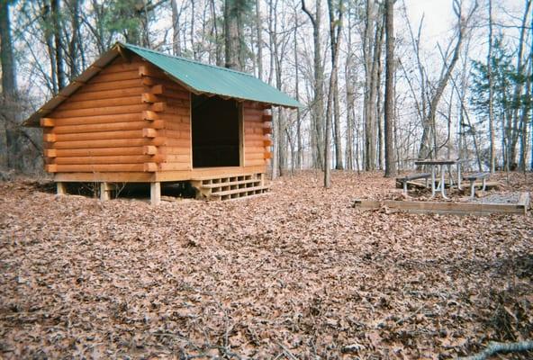 One of two Appalachian Trail style shelters at the campground.