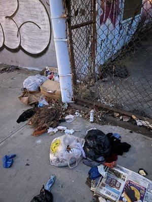 Trash around building