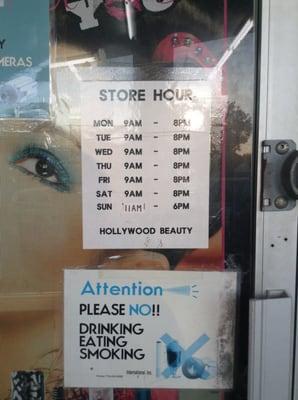 Store hours!!