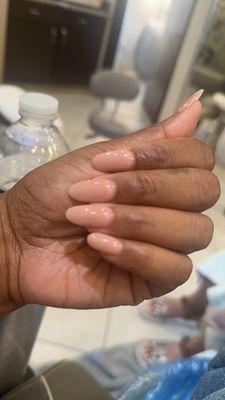 Natural Pink Acrylic Powder only! With a gel top coat