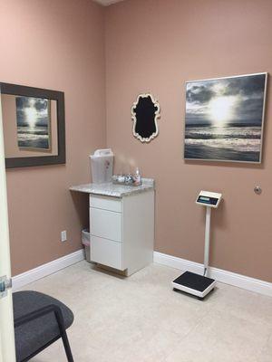 Patient exam rooms are clean and serene