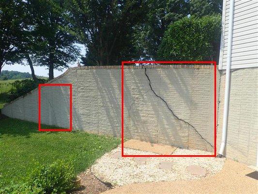 Original retaining wall that failed and had to be replaced