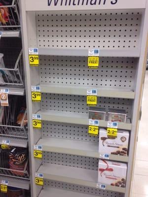 Many of the shelves were empty